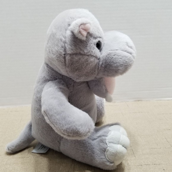 Fiesta Hippo Plush Gray Stuffed Animal Small Toy Open Mouth Seated Bean Bag - Picture 5 of 10